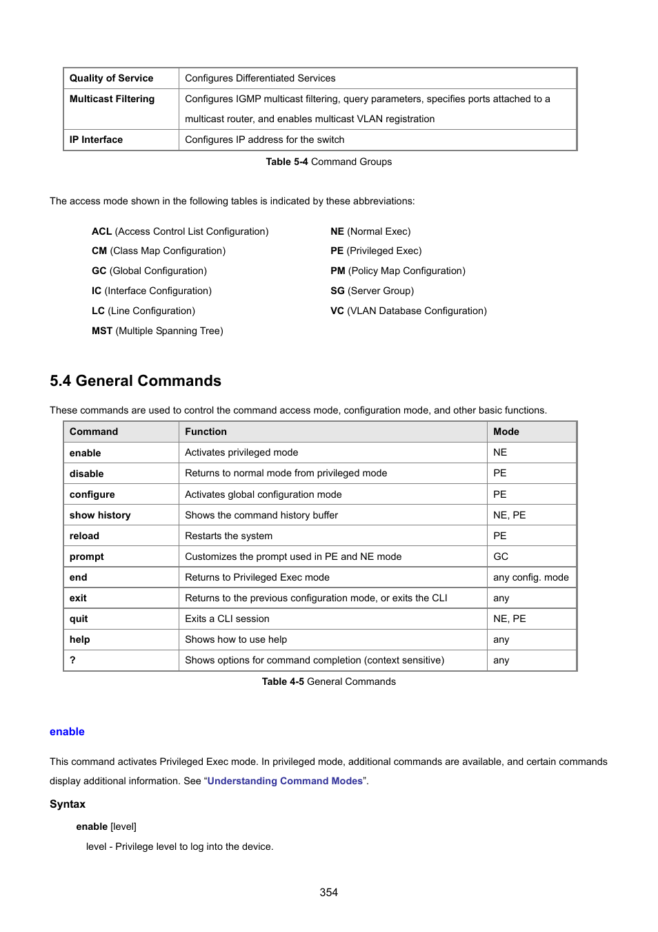 4 general commands, Enable | PLANET SGSD-1022 User Manual | Page 354 / 693