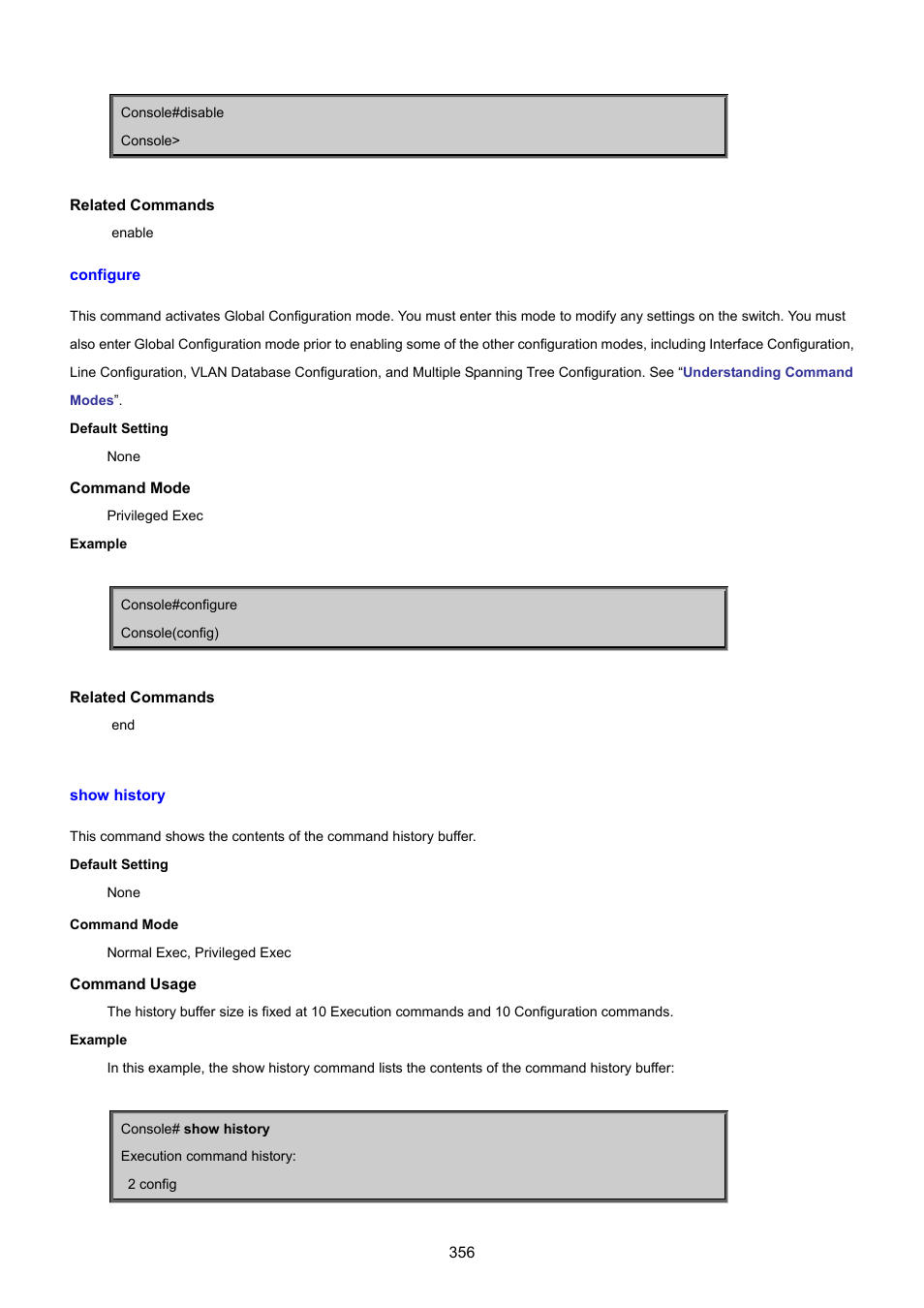 Configure, Show history | PLANET SGSD-1022 User Manual | Page 356 / 693