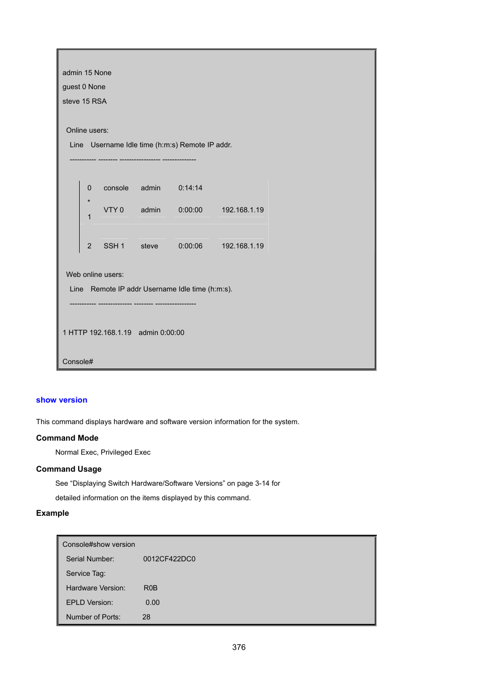 Show version | PLANET SGSD-1022 User Manual | Page 376 / 693
