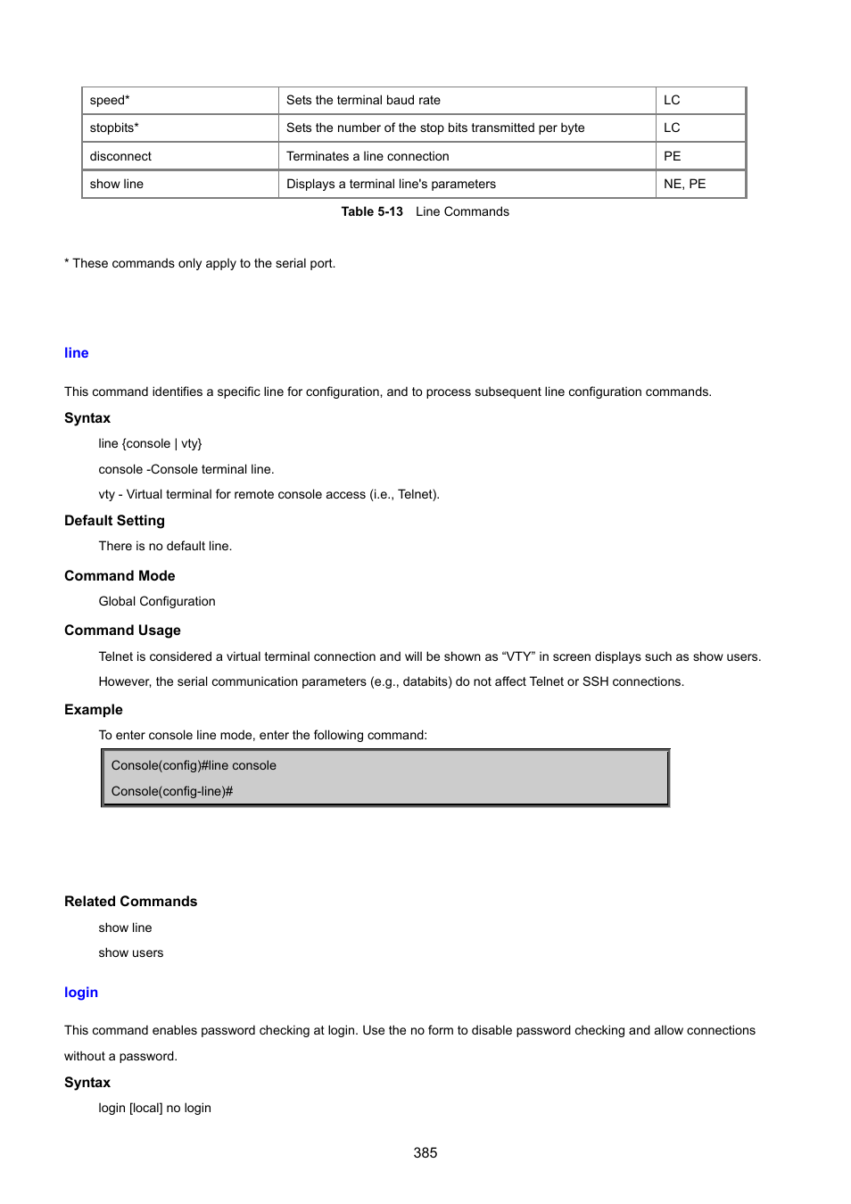 Line, Login | PLANET SGSD-1022 User Manual | Page 385 / 693