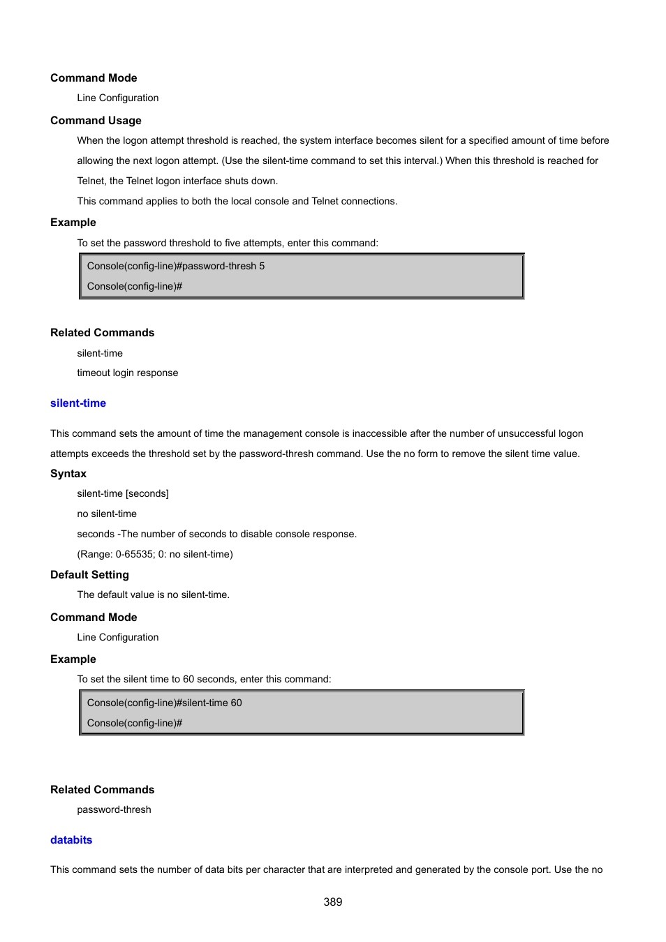 Silent-time, Databits | PLANET SGSD-1022 User Manual | Page 389 / 693