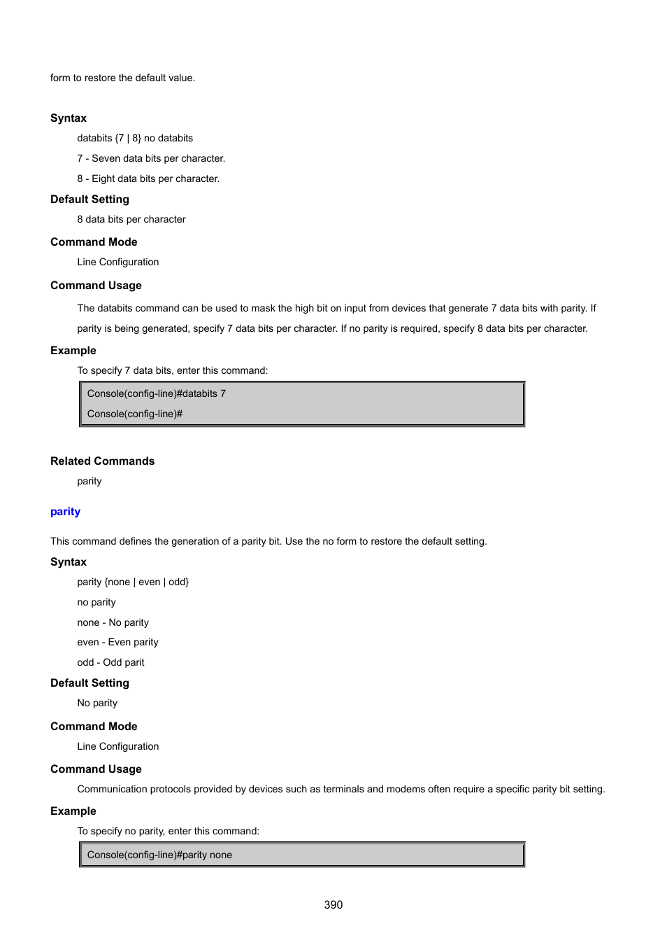 Parity | PLANET SGSD-1022 User Manual | Page 390 / 693