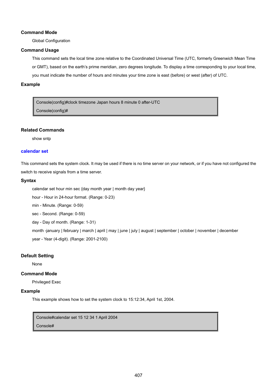 Calendar set | PLANET SGSD-1022 User Manual | Page 407 / 693