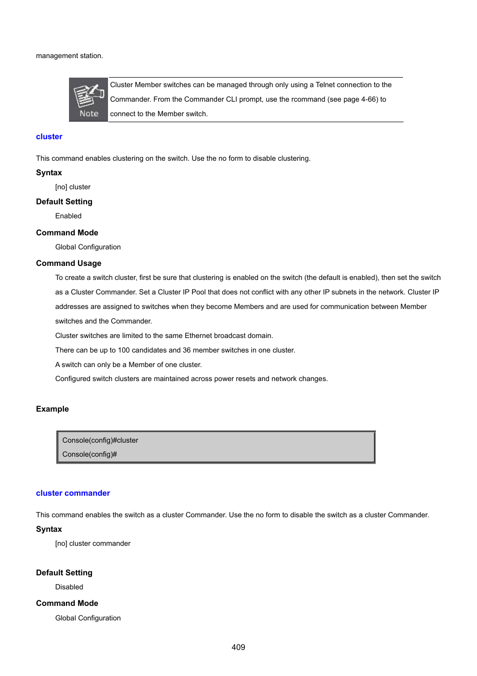 Cluster, Cluster commander | PLANET SGSD-1022 User Manual | Page 409 / 693