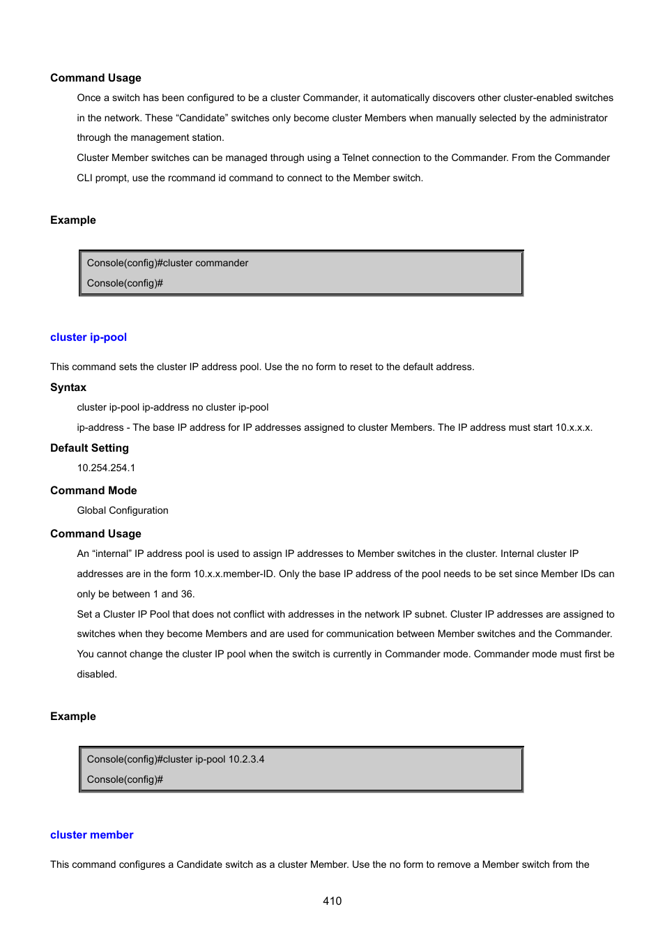 Cluster ip-pool, Cluster member | PLANET SGSD-1022 User Manual | Page 410 / 693