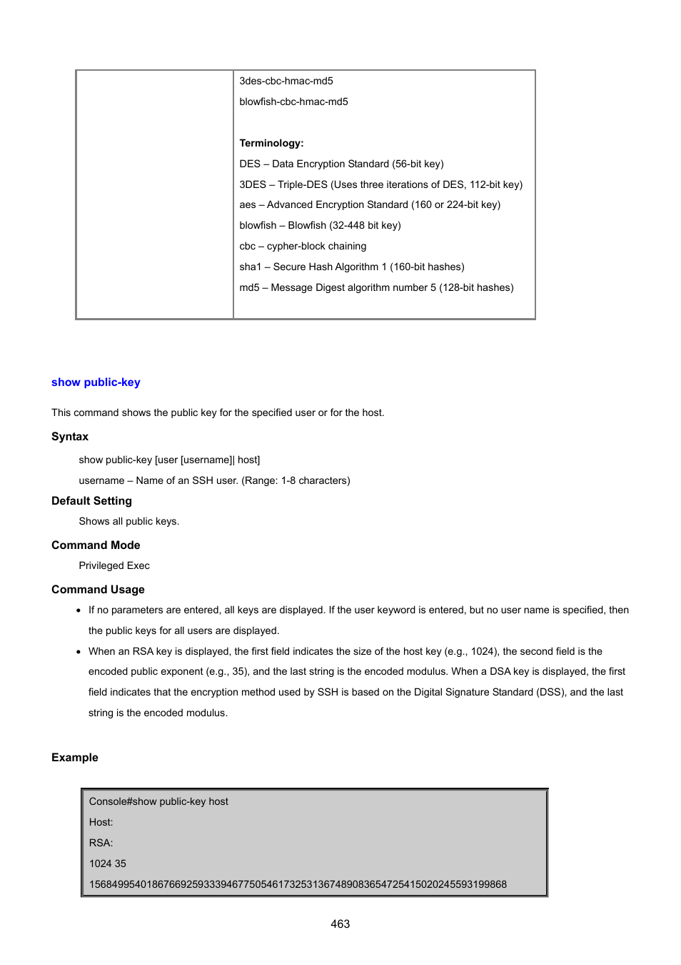 Show public-key | PLANET SGSD-1022 User Manual | Page 463 / 693