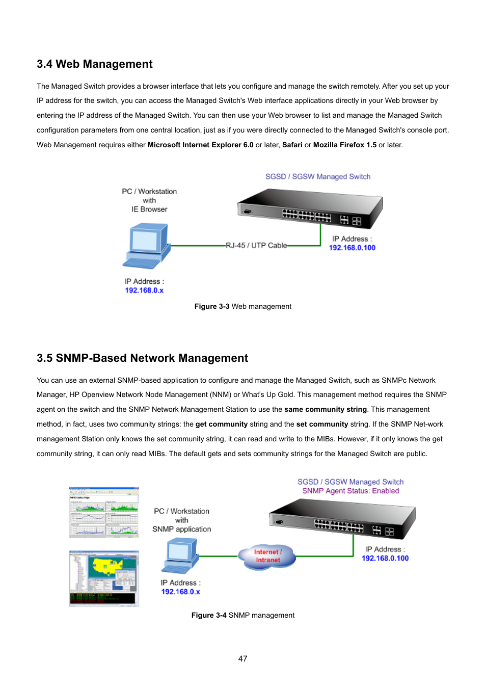 4 web management, 5 snmp-based network management | PLANET SGSD-1022 User Manual | Page 47 / 693