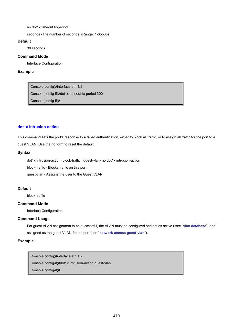 Dot1x intrusion-action | PLANET SGSD-1022 User Manual | Page 470 / 693