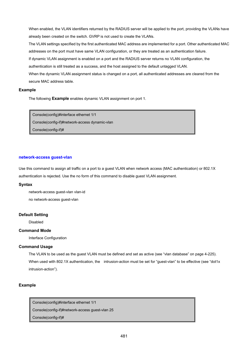 Network-access guest-vlan | PLANET SGSD-1022 User Manual | Page 481 / 693