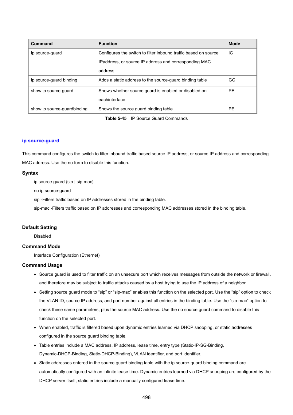 Ip source-guard | PLANET SGSD-1022 User Manual | Page 498 / 693