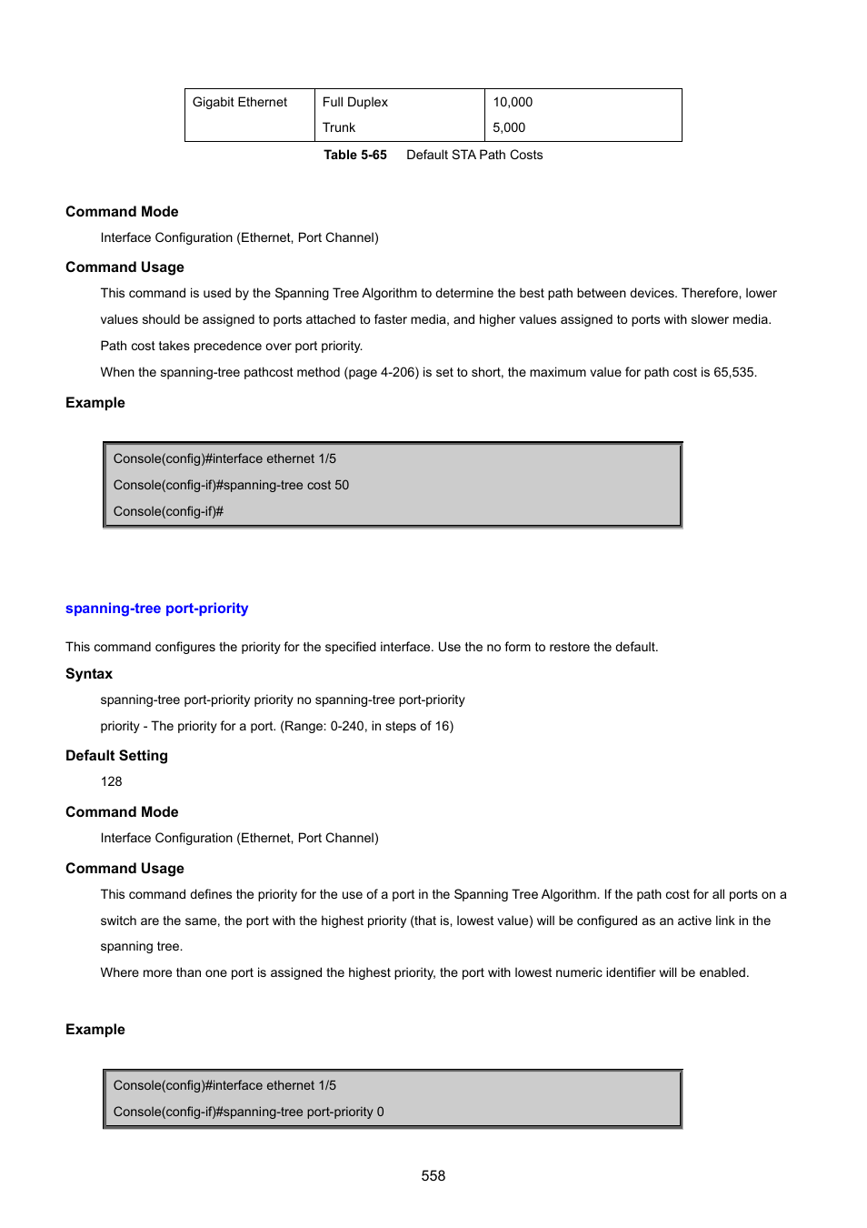 Spanning-tree port-priority | PLANET SGSD-1022 User Manual | Page 558 / 693