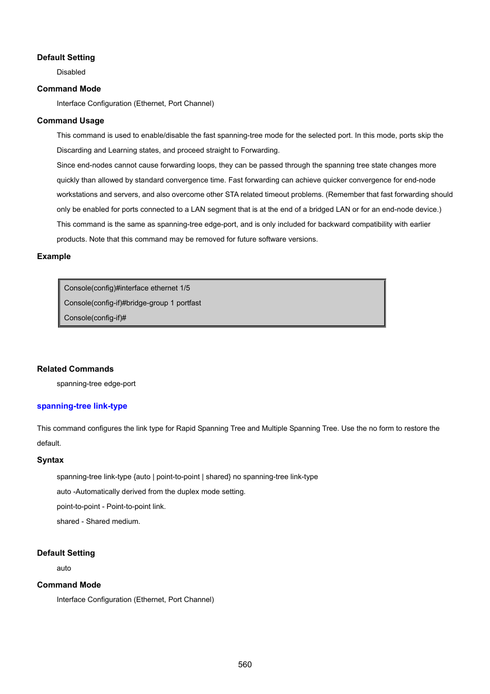 Spanning-tree link-type | PLANET SGSD-1022 User Manual | Page 560 / 693