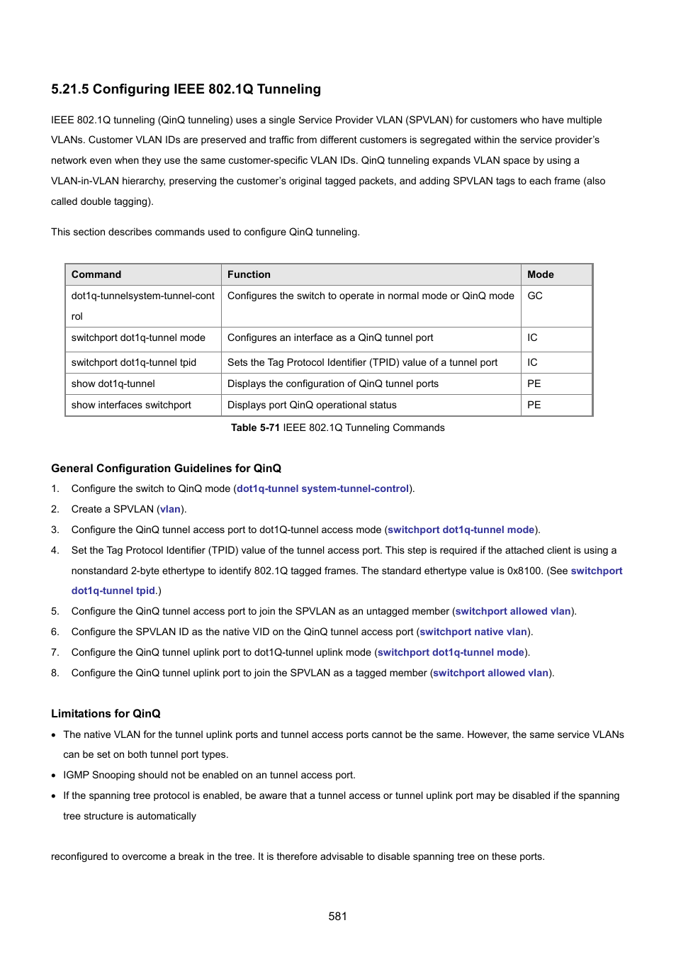5 configuring ieee 802.1q tunneling | PLANET SGSD-1022 User Manual | Page 581 / 693