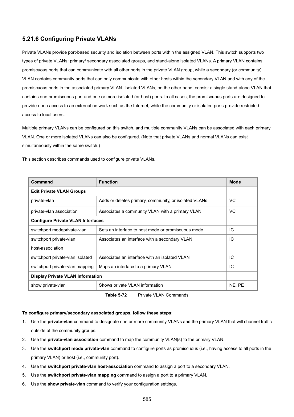 6 configuring private vlans | PLANET SGSD-1022 User Manual | Page 585 / 693