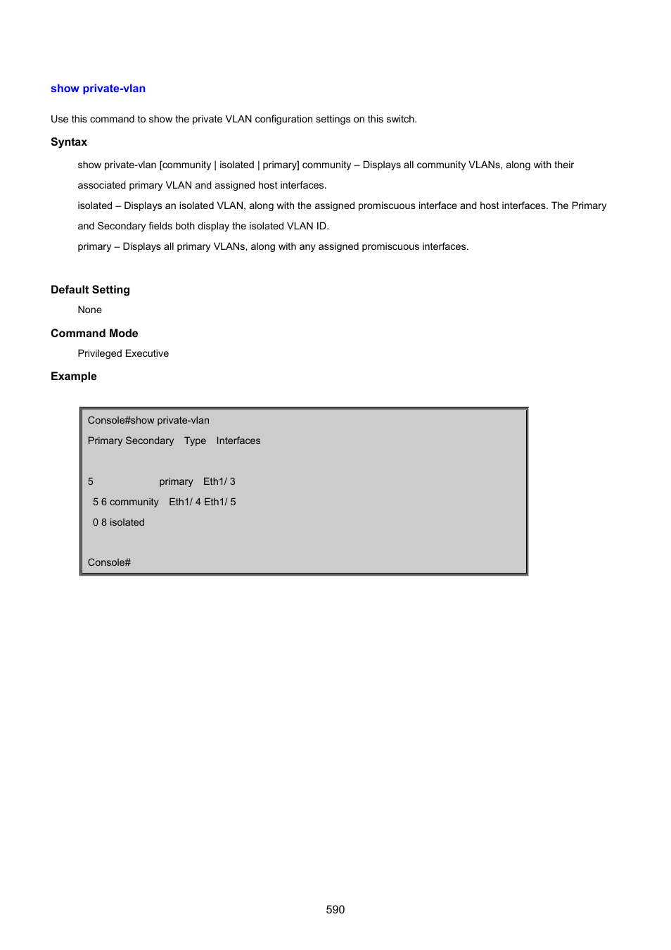 Show private-vlan | PLANET SGSD-1022 User Manual | Page 590 / 693