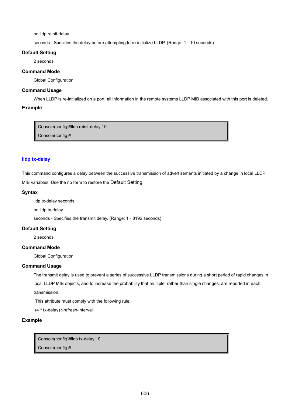 Lldp tx-delay | PLANET SGSD-1022 User Manual | Page 606 / 693