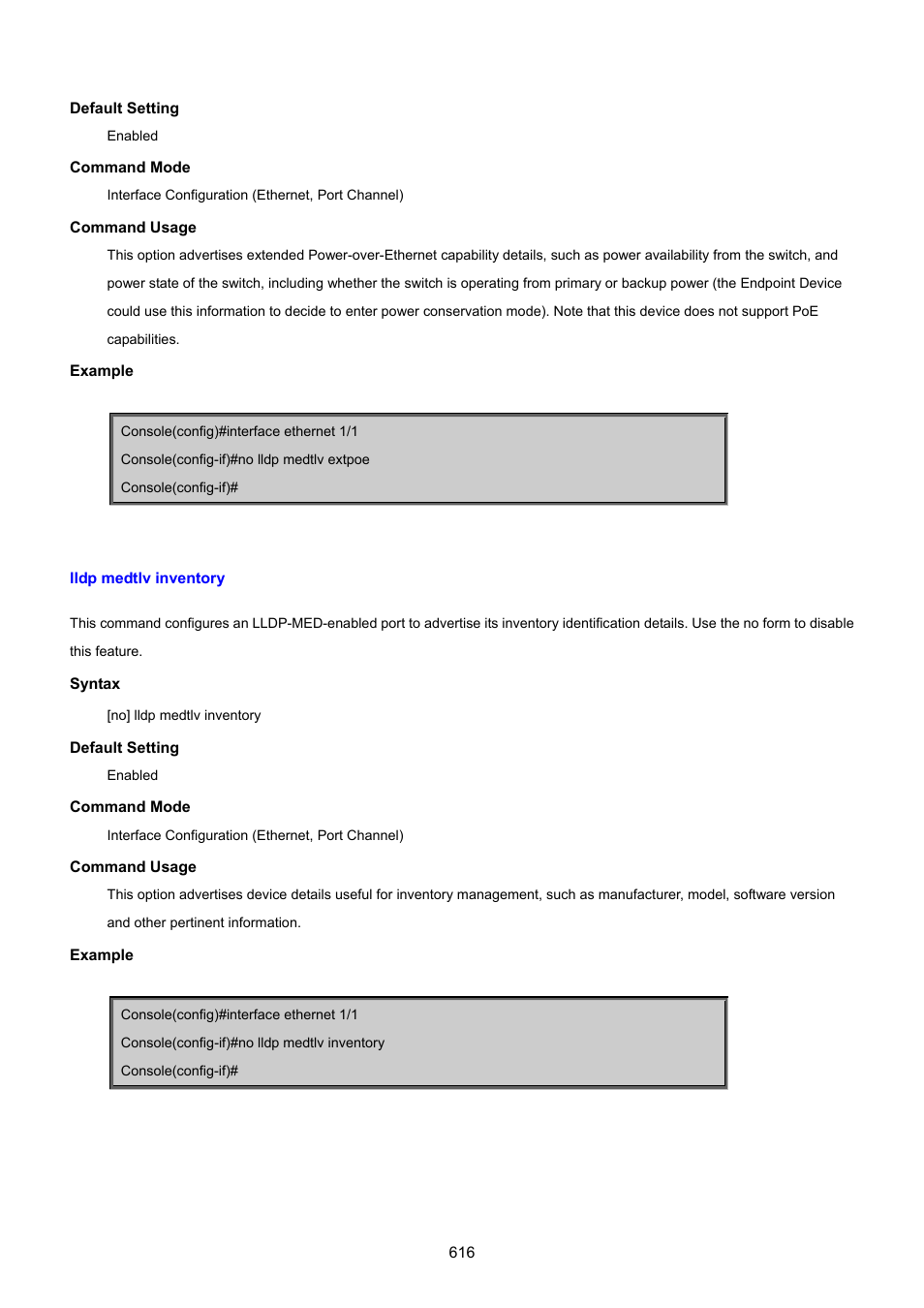 Lldp medtlv inventory | PLANET SGSD-1022 User Manual | Page 616 / 693
