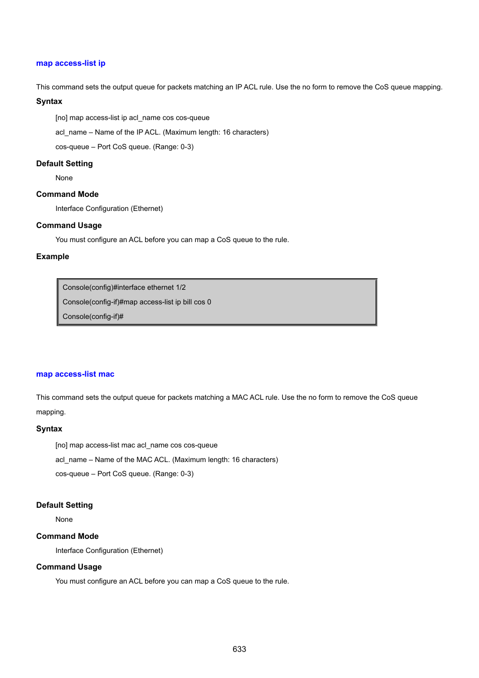 Map access-list ip, Map access-list mac | PLANET SGSD-1022 User Manual | Page 633 / 693