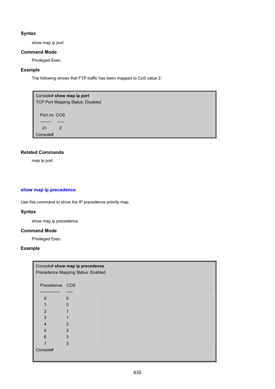 Show map ip precedence | PLANET SGSD-1022 User Manual | Page 635 / 693