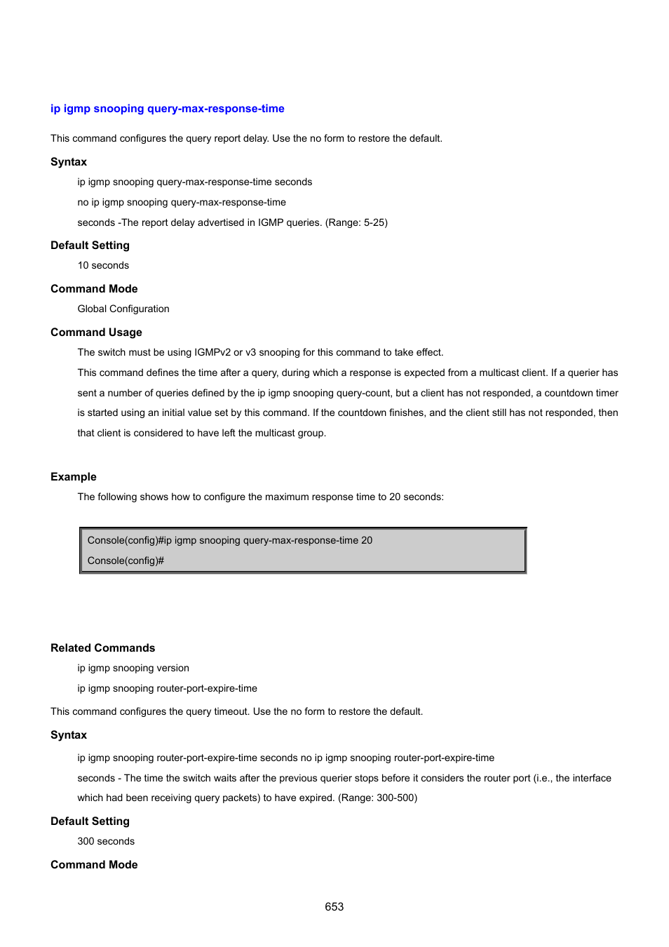 Ip igmp snooping query-max-response-time | PLANET SGSD-1022 User Manual | Page 653 / 693