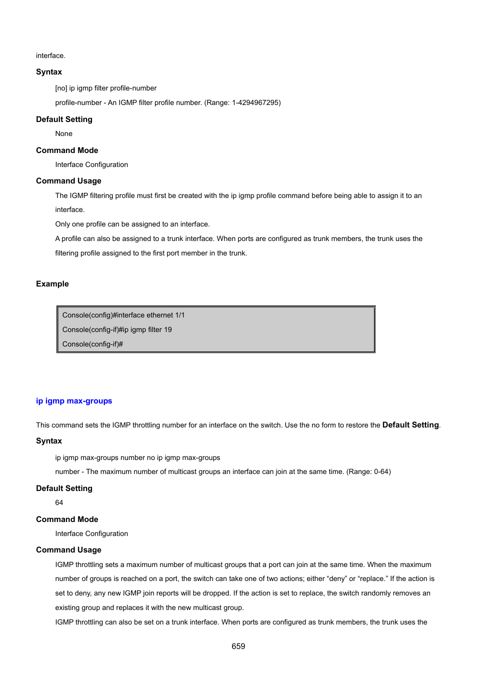 Ip igmp max-groups | PLANET SGSD-1022 User Manual | Page 659 / 693