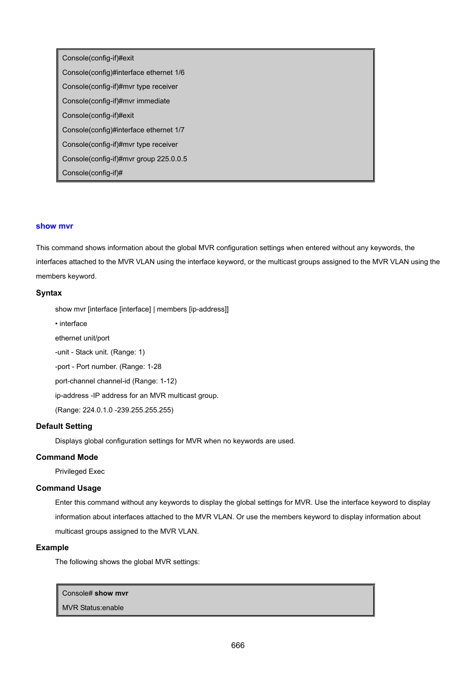 Show mvr | PLANET SGSD-1022 User Manual | Page 666 / 693