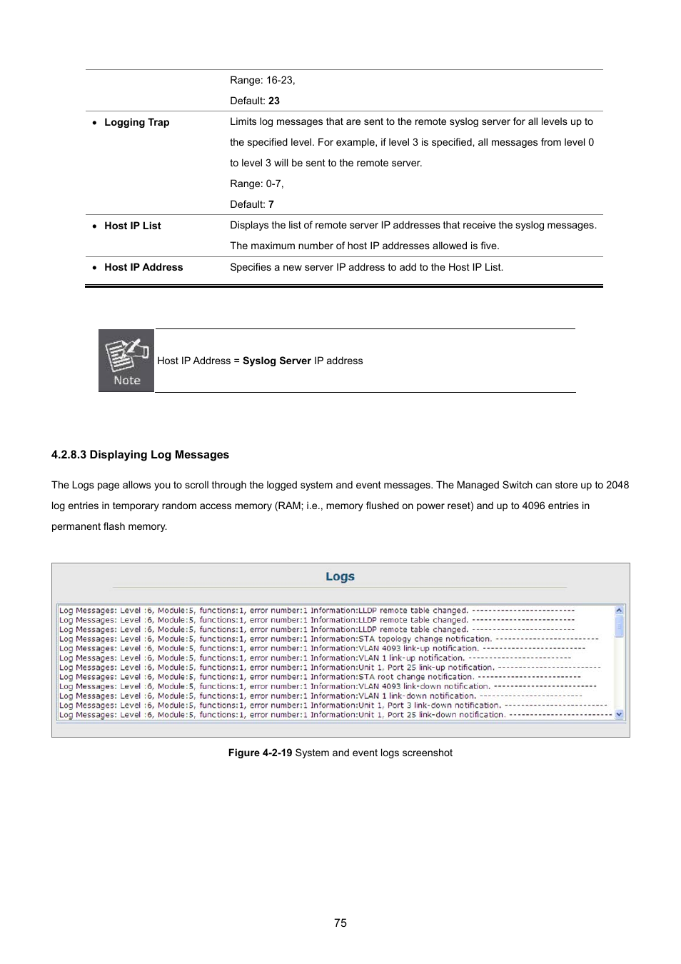 3 displaying log messages | PLANET SGSD-1022 User Manual | Page 75 / 693