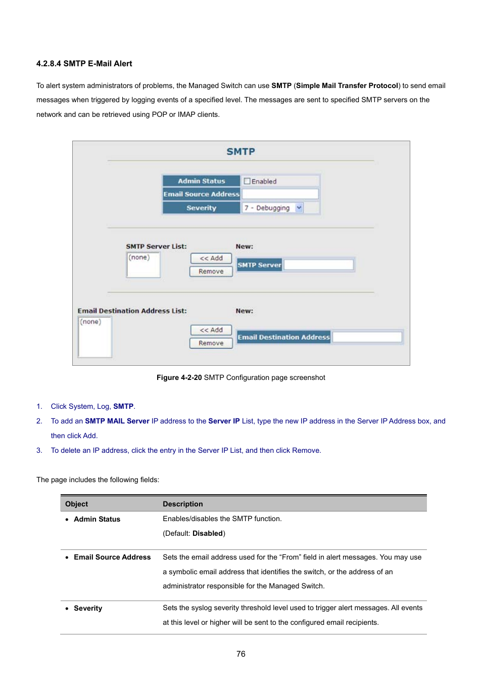 4 smtp e-mail alert | PLANET SGSD-1022 User Manual | Page 76 / 693
