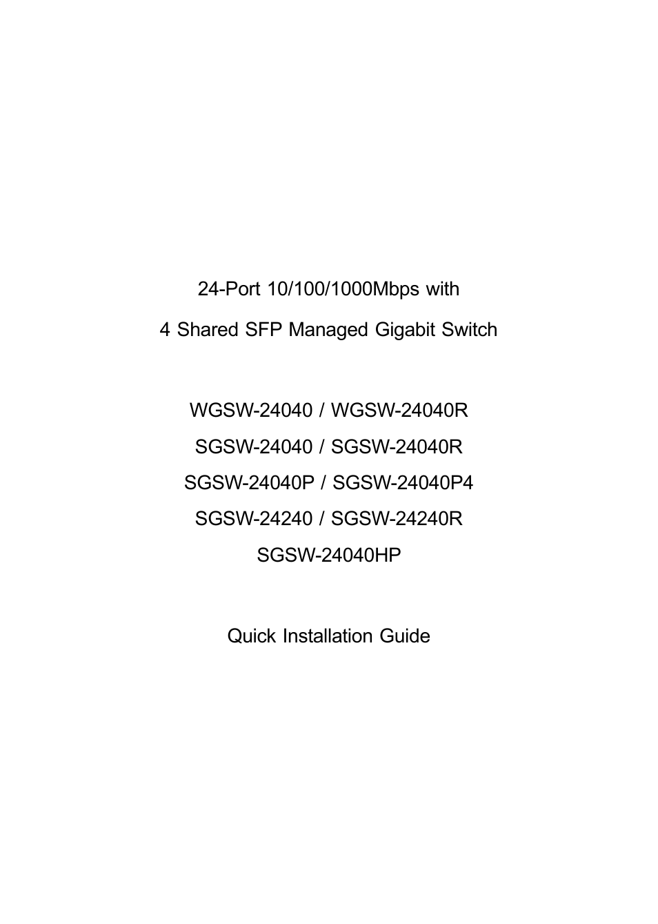 PLANET SGSW-24040 User Manual | 12 pages