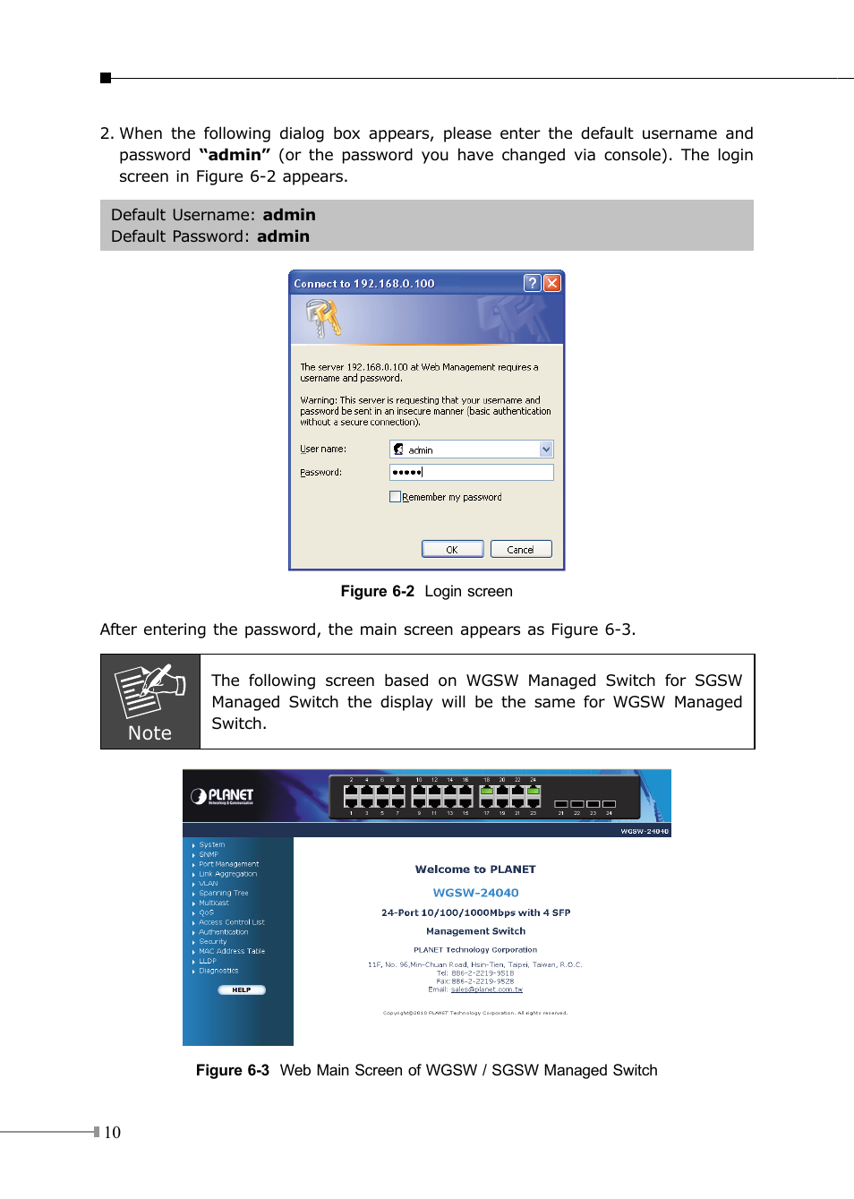 PLANET SGSW-24040 User Manual | Page 10 / 12