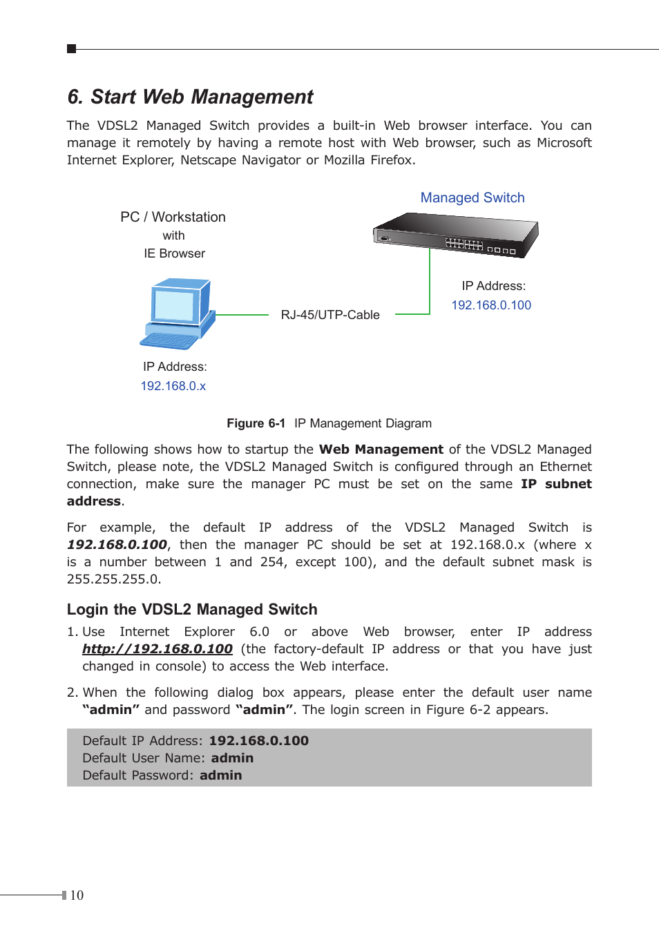 Start web management | PLANET VC-2400MR User Manual | Page 10 / 12