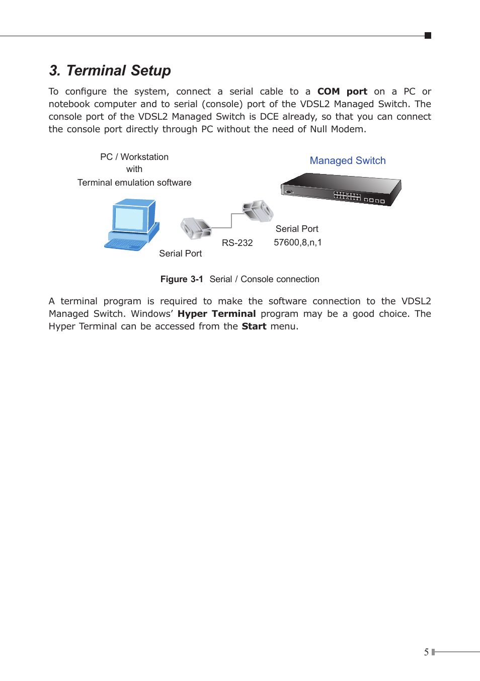 Terminal setup | PLANET VC-2400MR User Manual | Page 5 / 12