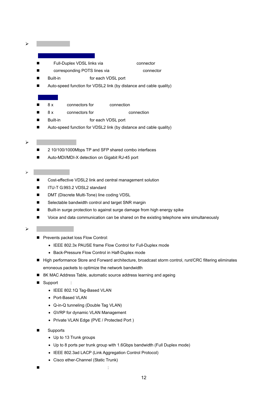 4 product features | PLANET VC-2400MR48 User Manual | Page 12 / 217