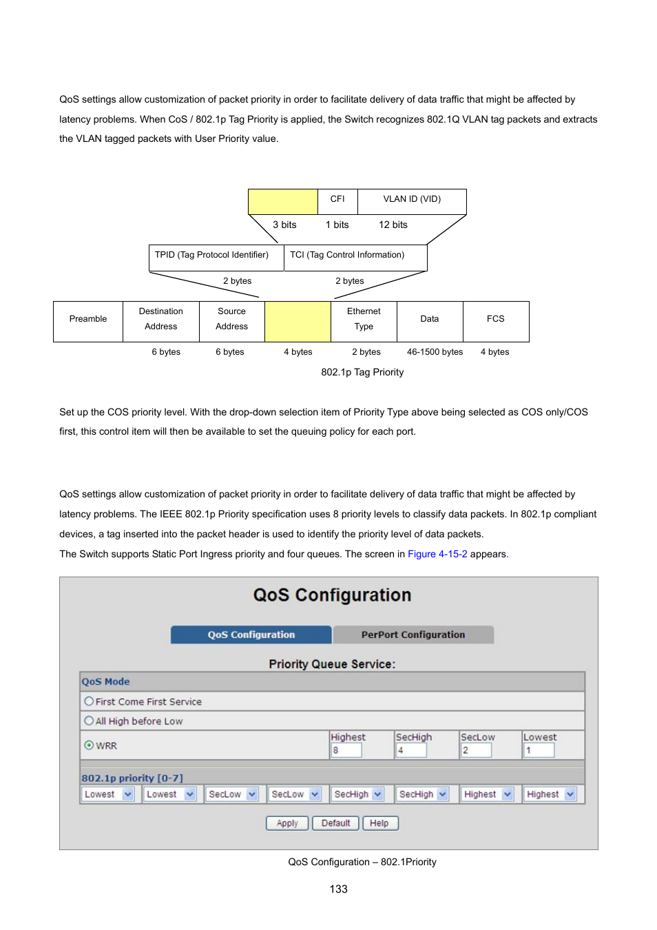 2 qos configuration, 1 priority queue service settings | PLANET VC-2400MR48 User Manual | Page 133 / 217