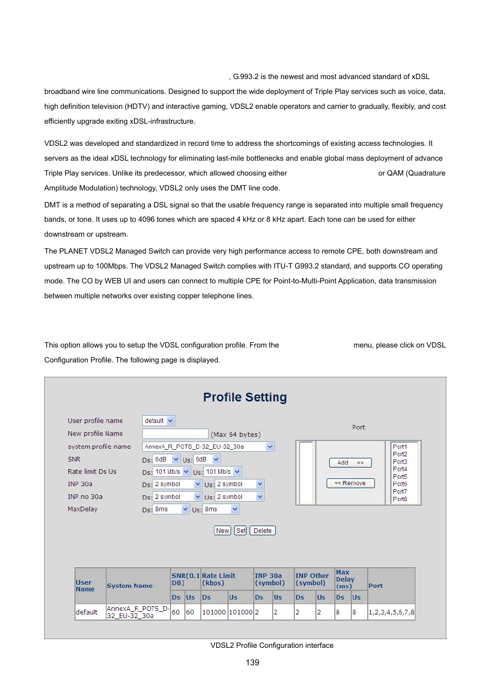 16 vdsl configuration, 1 profile configuration | PLANET VC-2400MR48 User Manual | Page 139 / 217