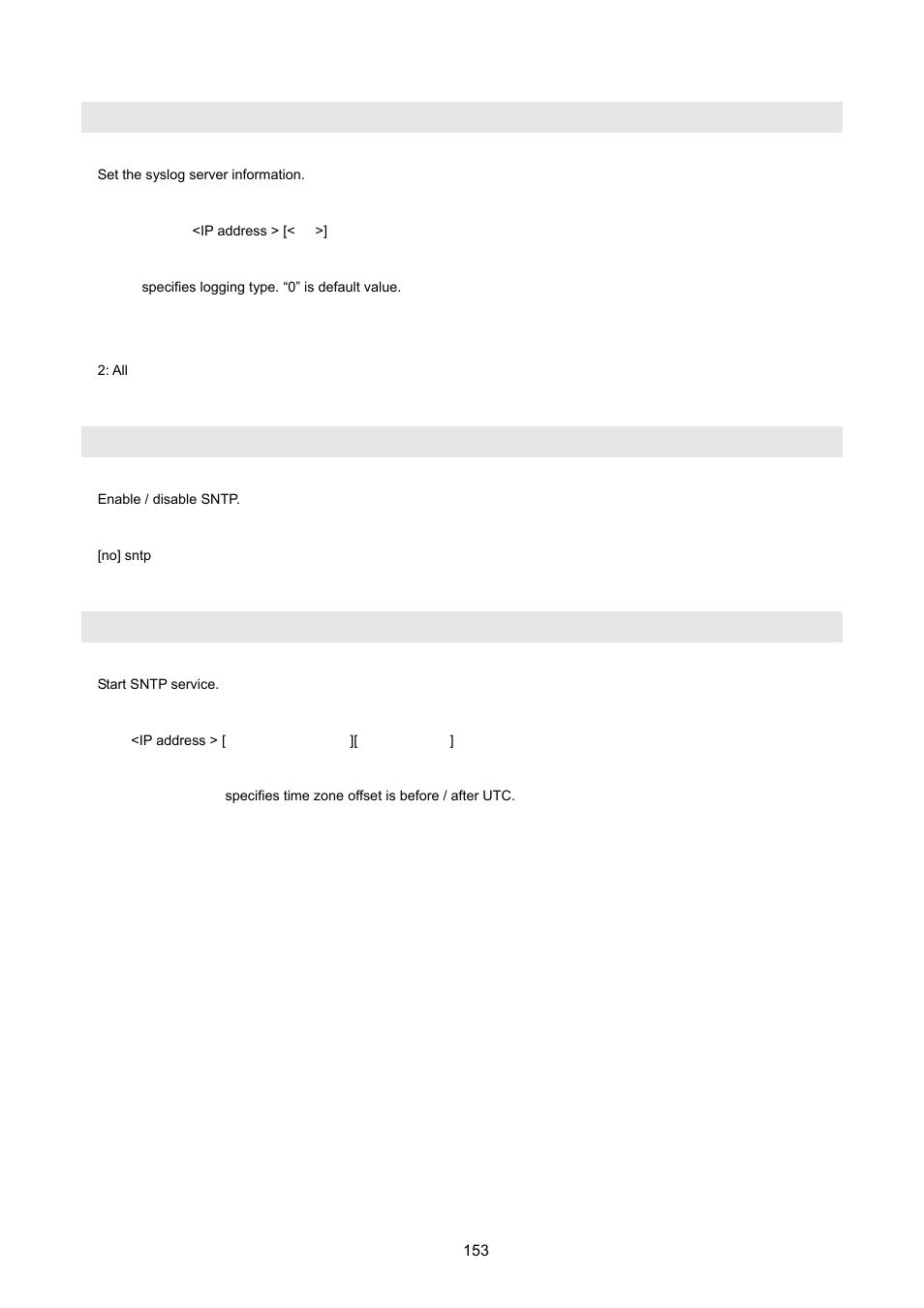 Syslog-server, No] sntp, Sntp | PLANET VC-2400MR48 User Manual | Page 153 / 217