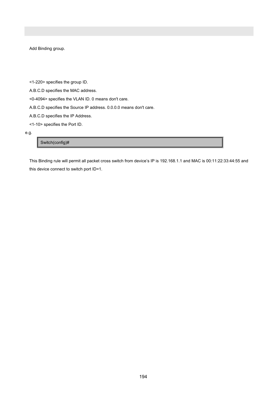 Bind add | PLANET VC-2400MR48 User Manual | Page 194 / 217