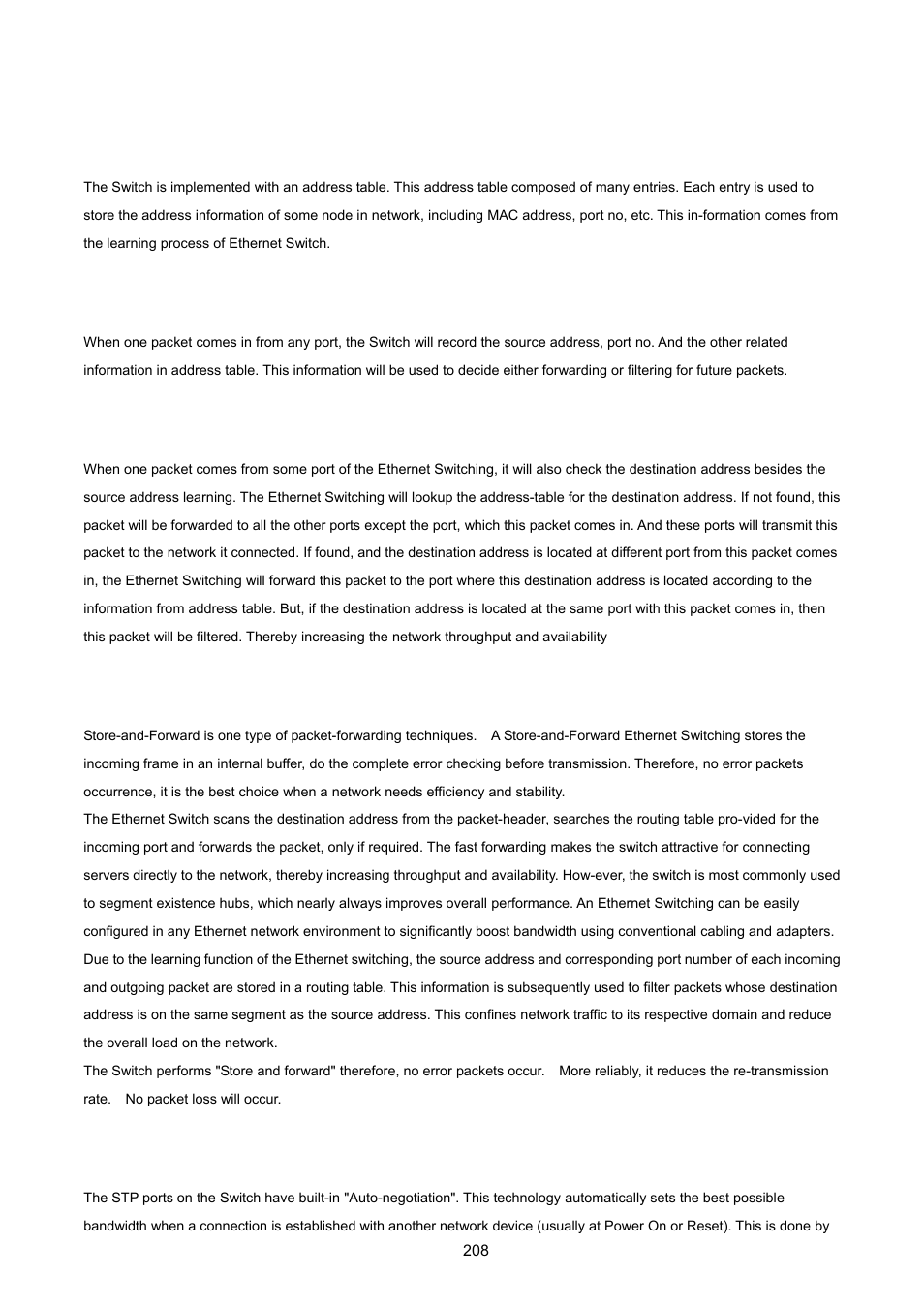 Switch operation, 1 address table, 2 learning | 3 forwarding & filtering, 4 store-and-forward, 5 auto-negotiation | PLANET VC-2400MR48 User Manual | Page 208 / 217