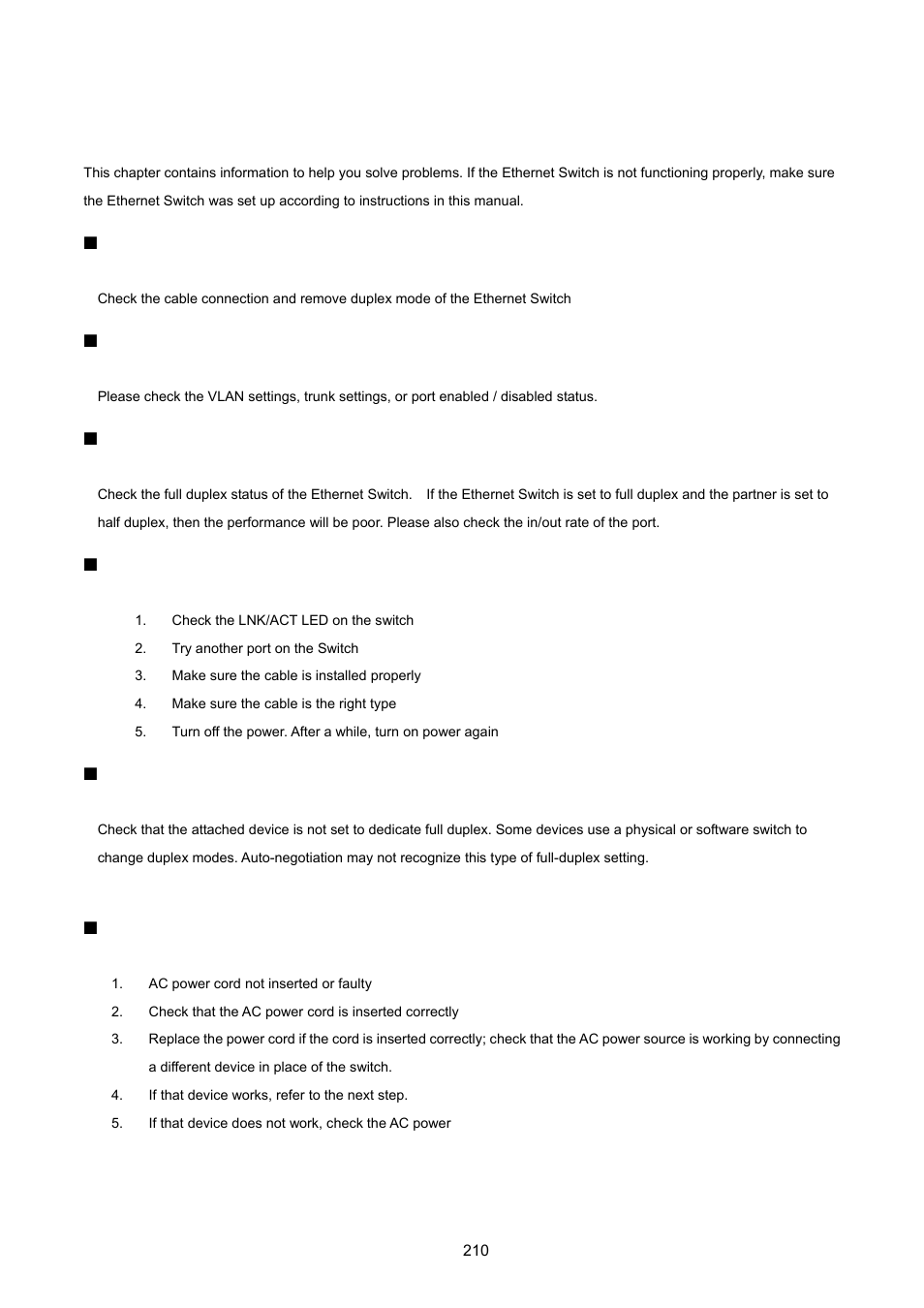 Trouble shooting | PLANET VC-2400MR48 User Manual | Page 210 / 217