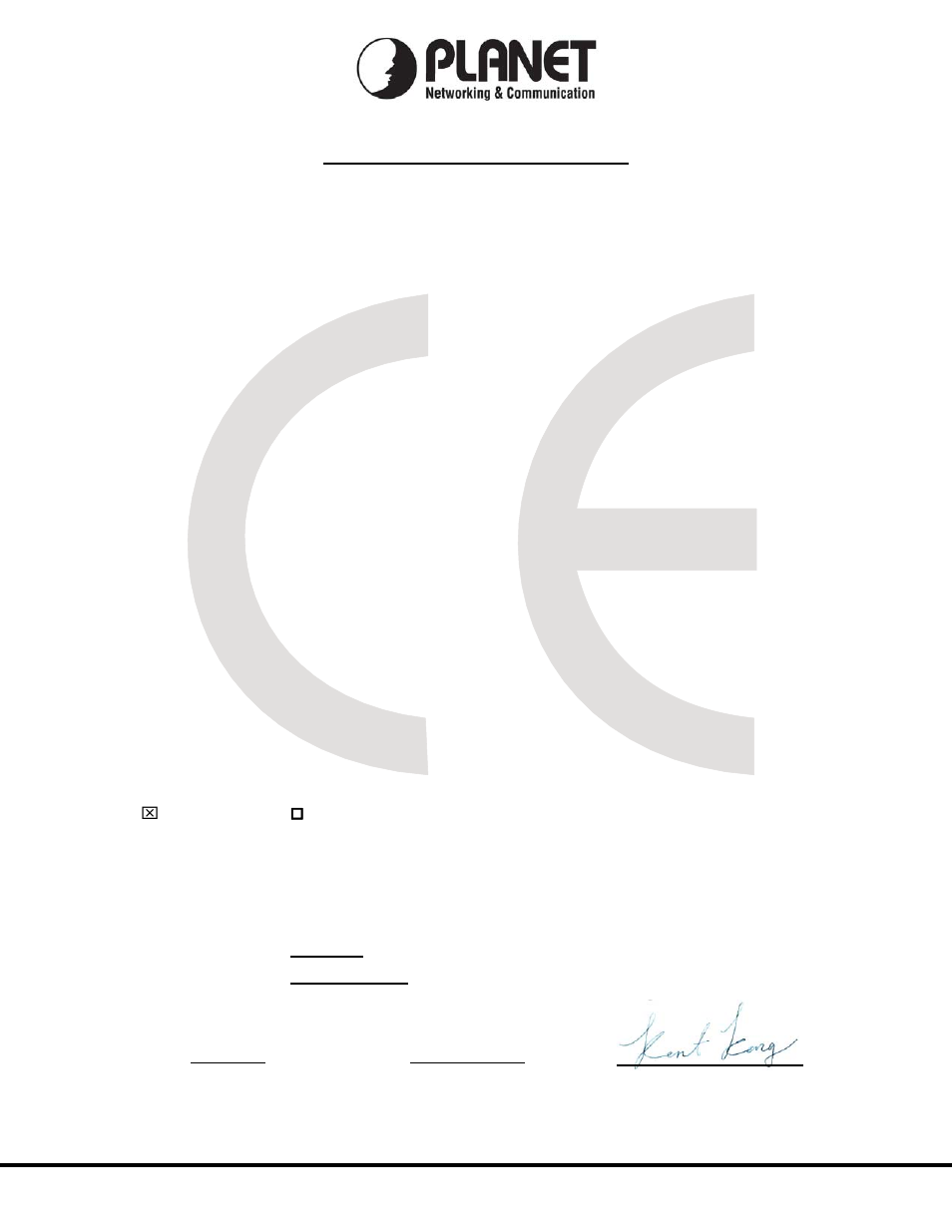 Planet technology corporation, Ec declaration of conformity | PLANET VC-2400MR48 User Manual | Page 217 / 217