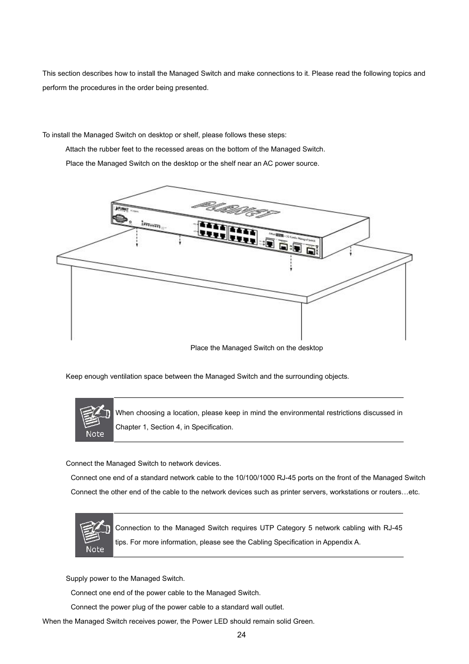 2 install the switch, 1 desktop installation | PLANET VC-2400MR48 User Manual | Page 24 / 217