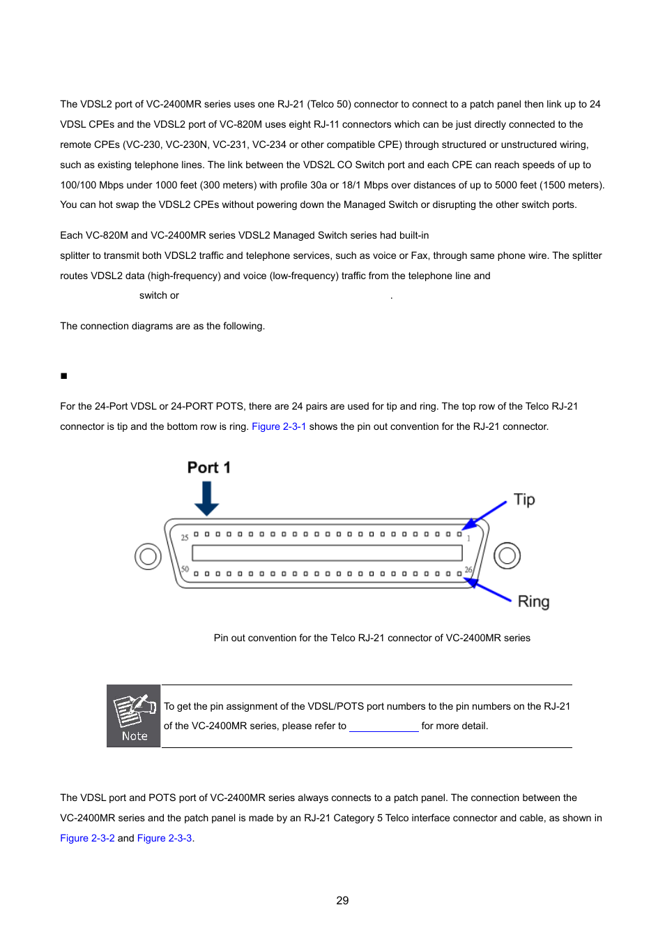 3 wiring for vdsl2 ports | PLANET VC-2400MR48 User Manual | Page 29 / 217