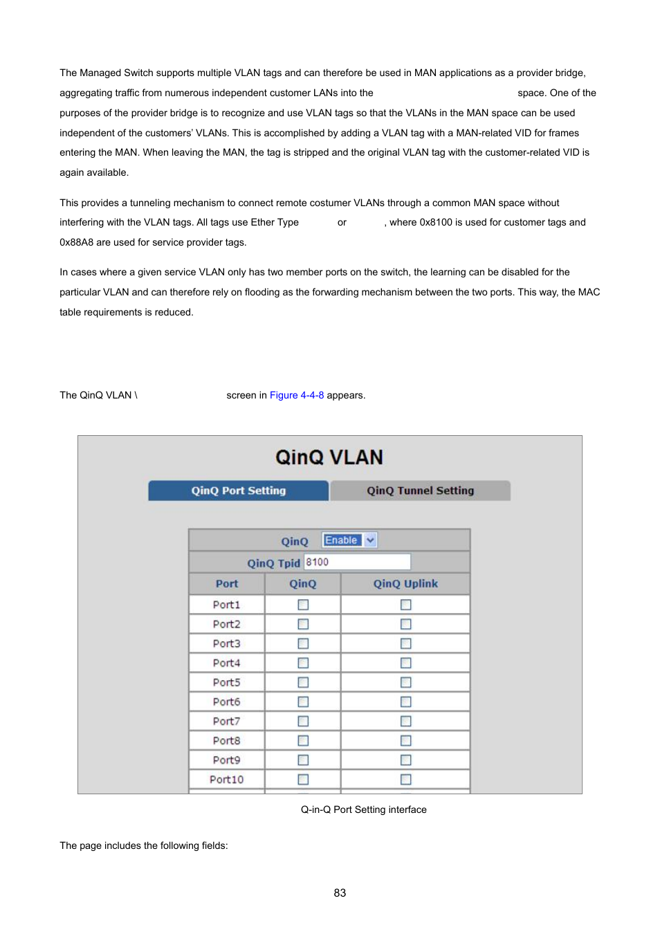 1 q-in-q port setting | PLANET VC-2400MR48 User Manual | Page 83 / 217
