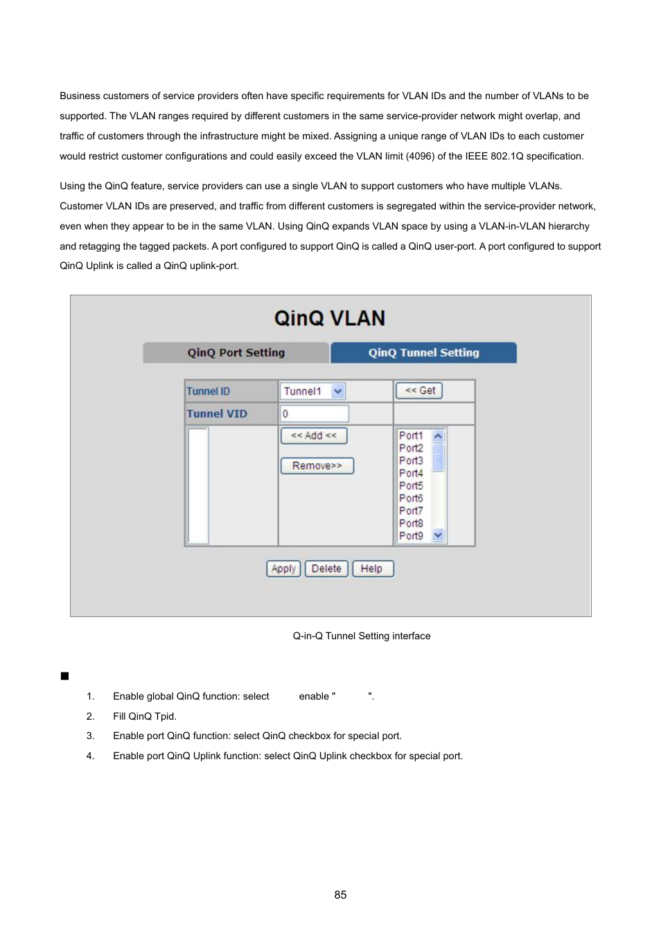 2 q-in-q tunnel setting | PLANET VC-2400MR48 User Manual | Page 85 / 217
