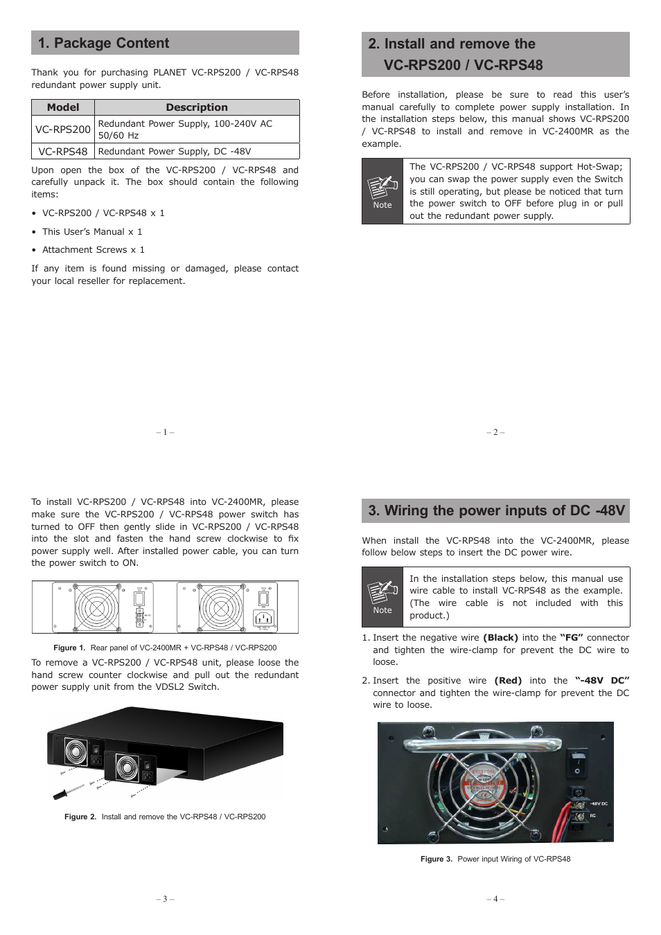 PLANET VC-2400MR48 User Manual | 2 pages