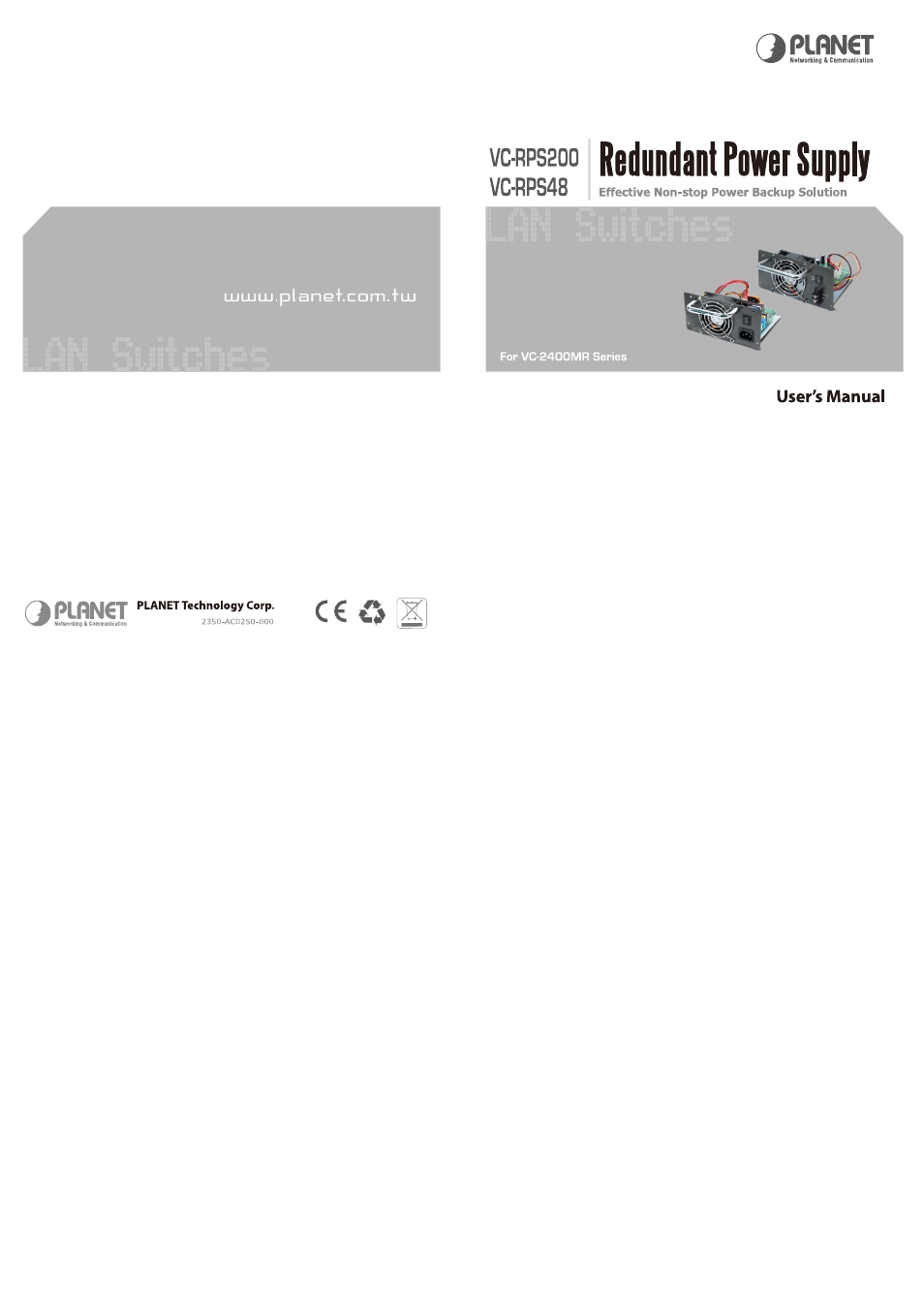 PLANET VC-2400MR48 User Manual | Page 2 / 2