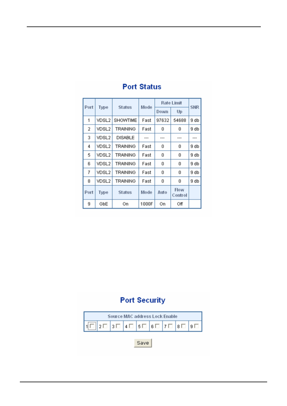 2 port status, 3 port security | PLANET VC-810S User Manual | Page 37 / 82