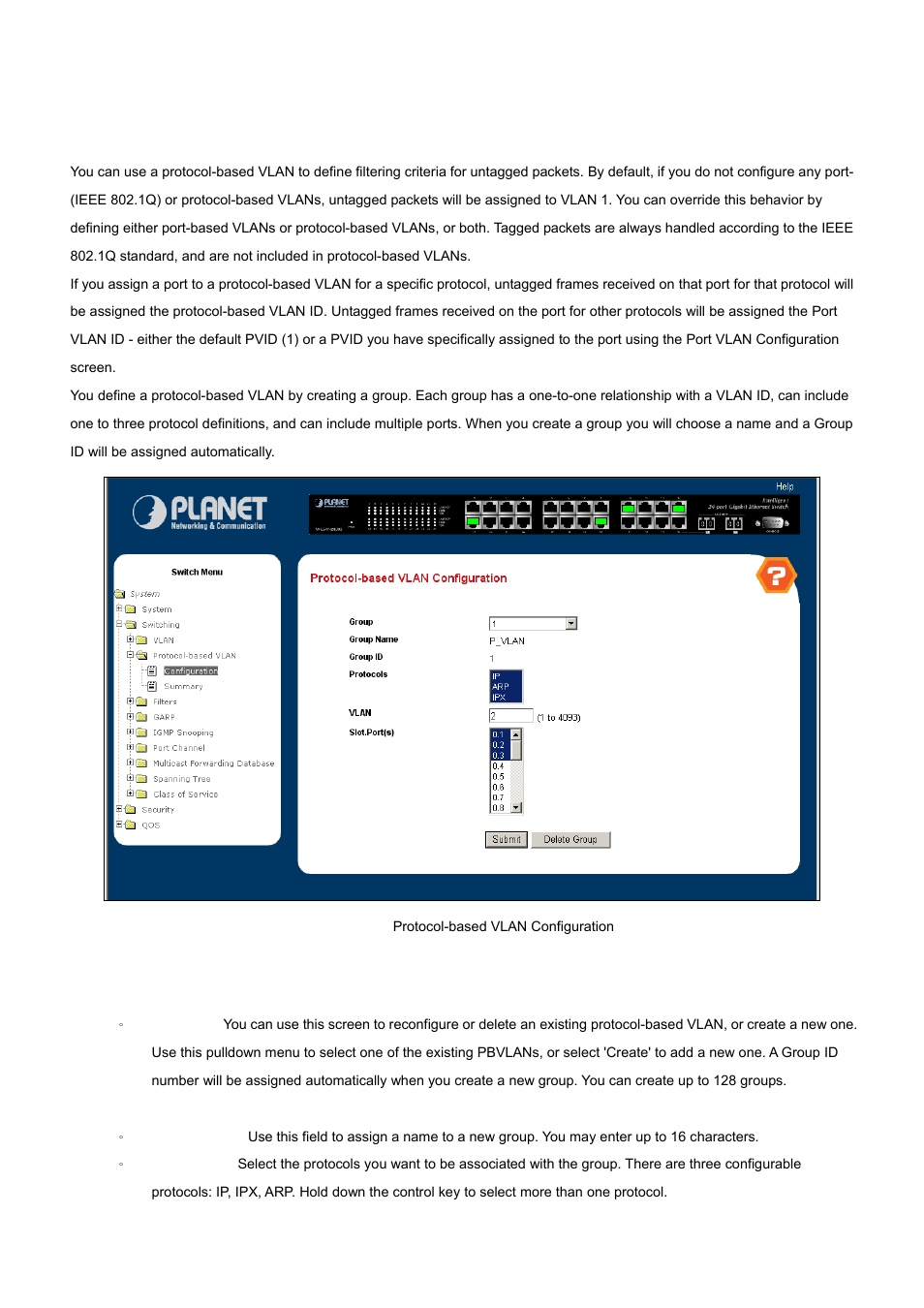 2 protocol-based vlan | PLANET WGS3-24000 User Manual | Page 102 / 526