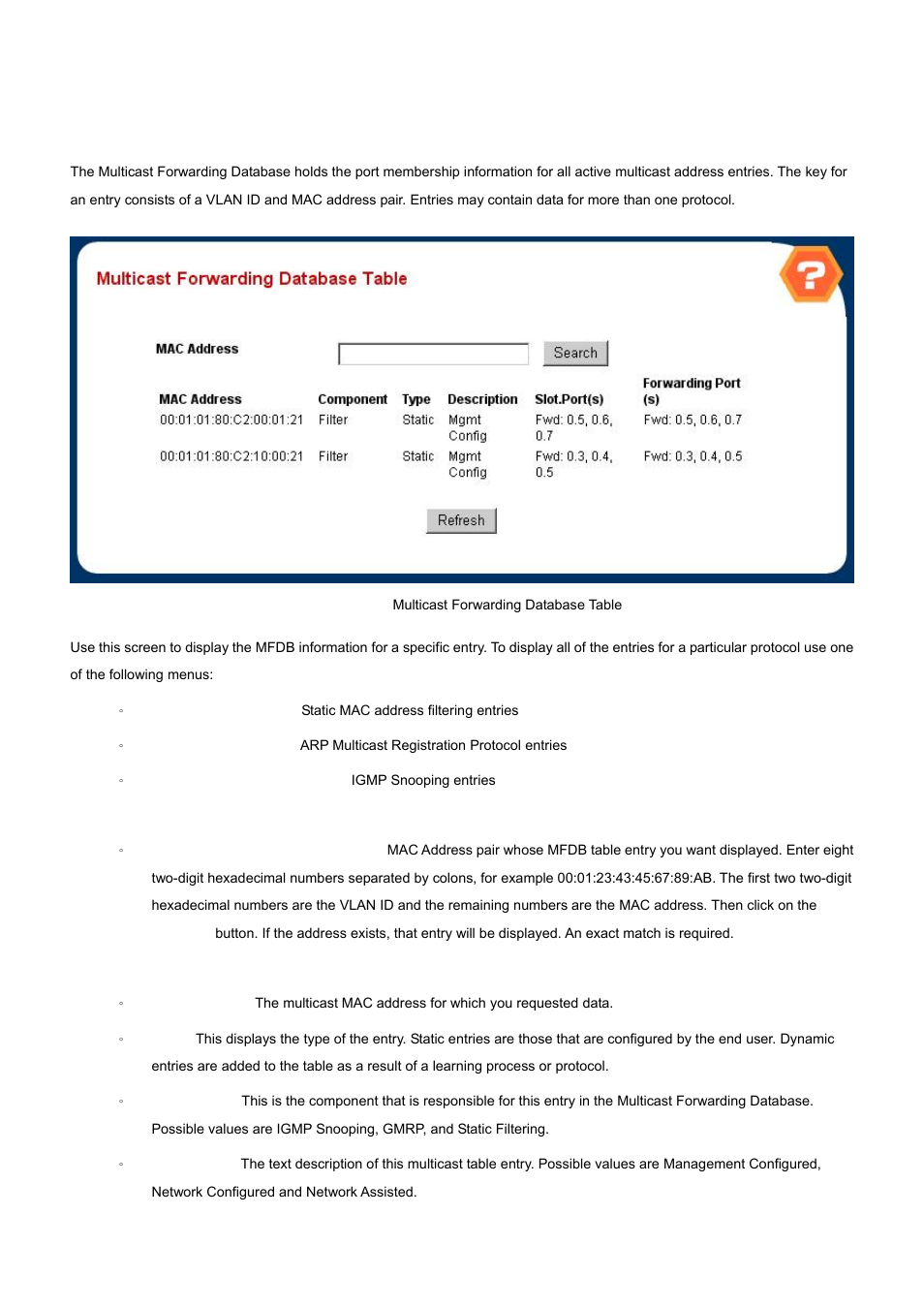 7 multicast forwarding database | PLANET WGS3-24000 User Manual | Page 125 / 526