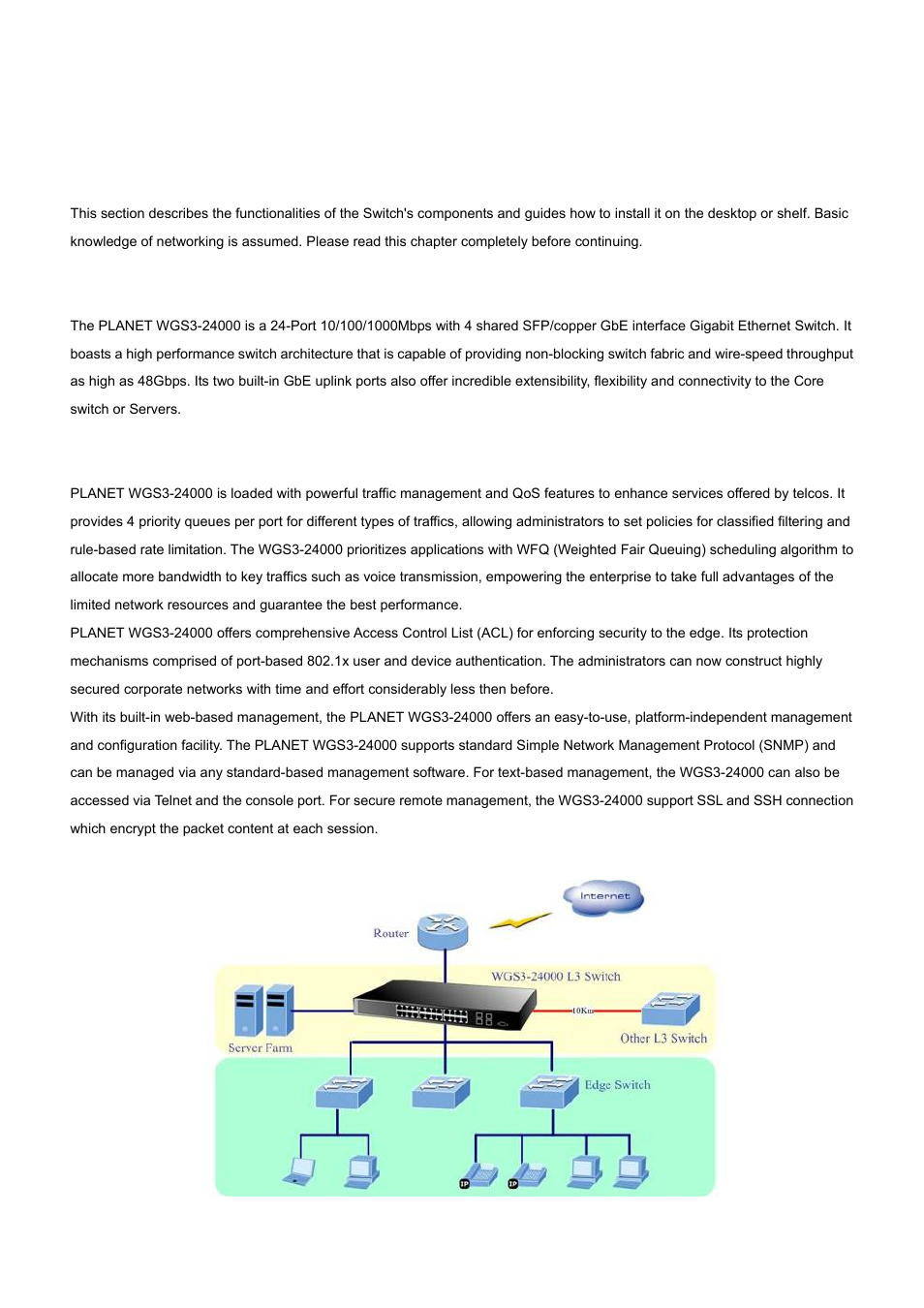 Installation, 1 product description, 1 product overview | PLANET WGS3-24000 User Manual | Page 24 / 526